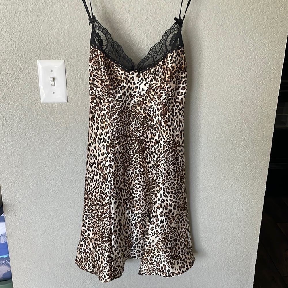Apt 9 Intimates silky leopard lingerie with black lace.